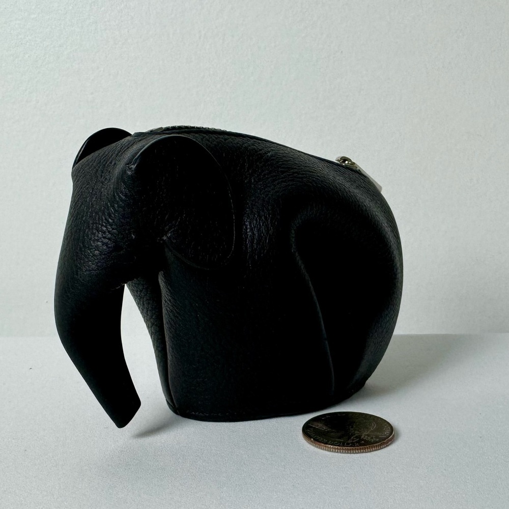 Loewe Leather Elephant Coin Purse, Black